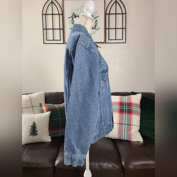 Vintage 1990's Planet Mars M&M's Long Sleeve Blue Denim Jean Jacket Size S Retro - Picture 6 of 9